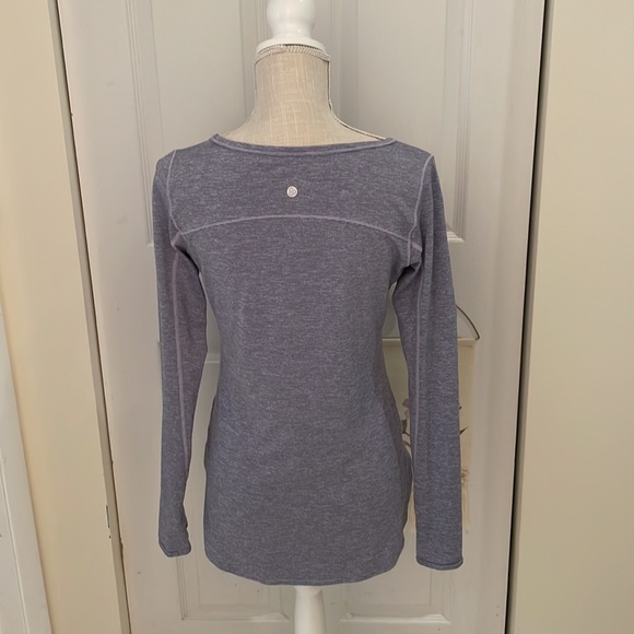Zella Striped Purple Cutout Neck Long Sleeve Workout Top - Picture 3 of 8